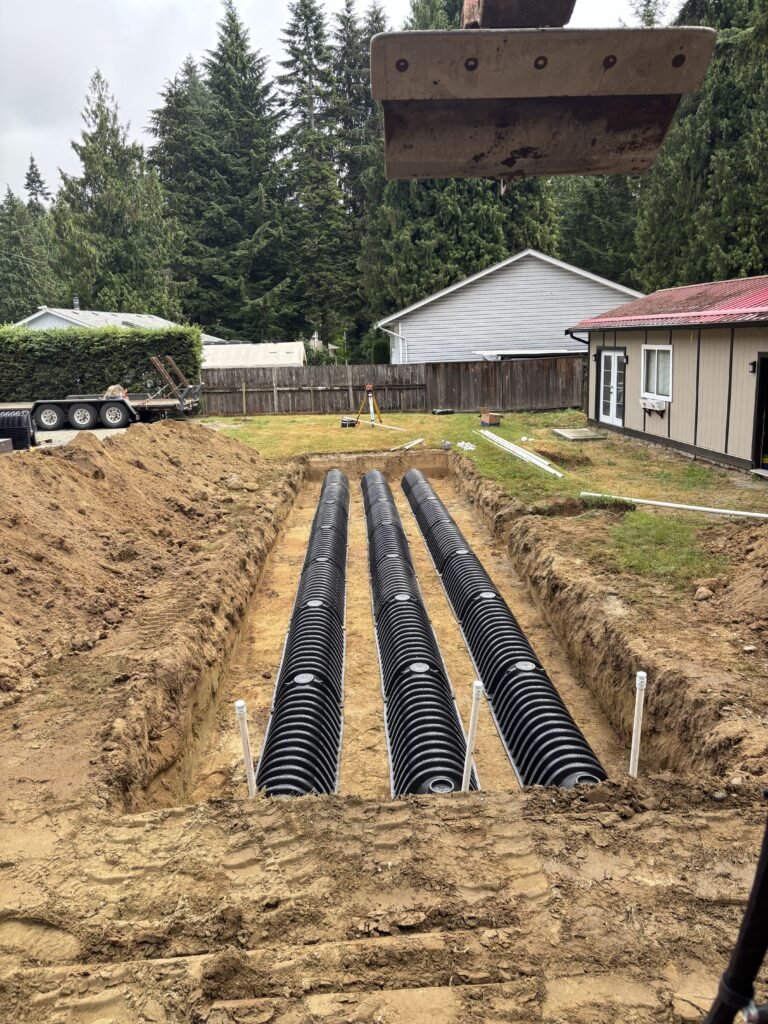 Septic field installation in progress